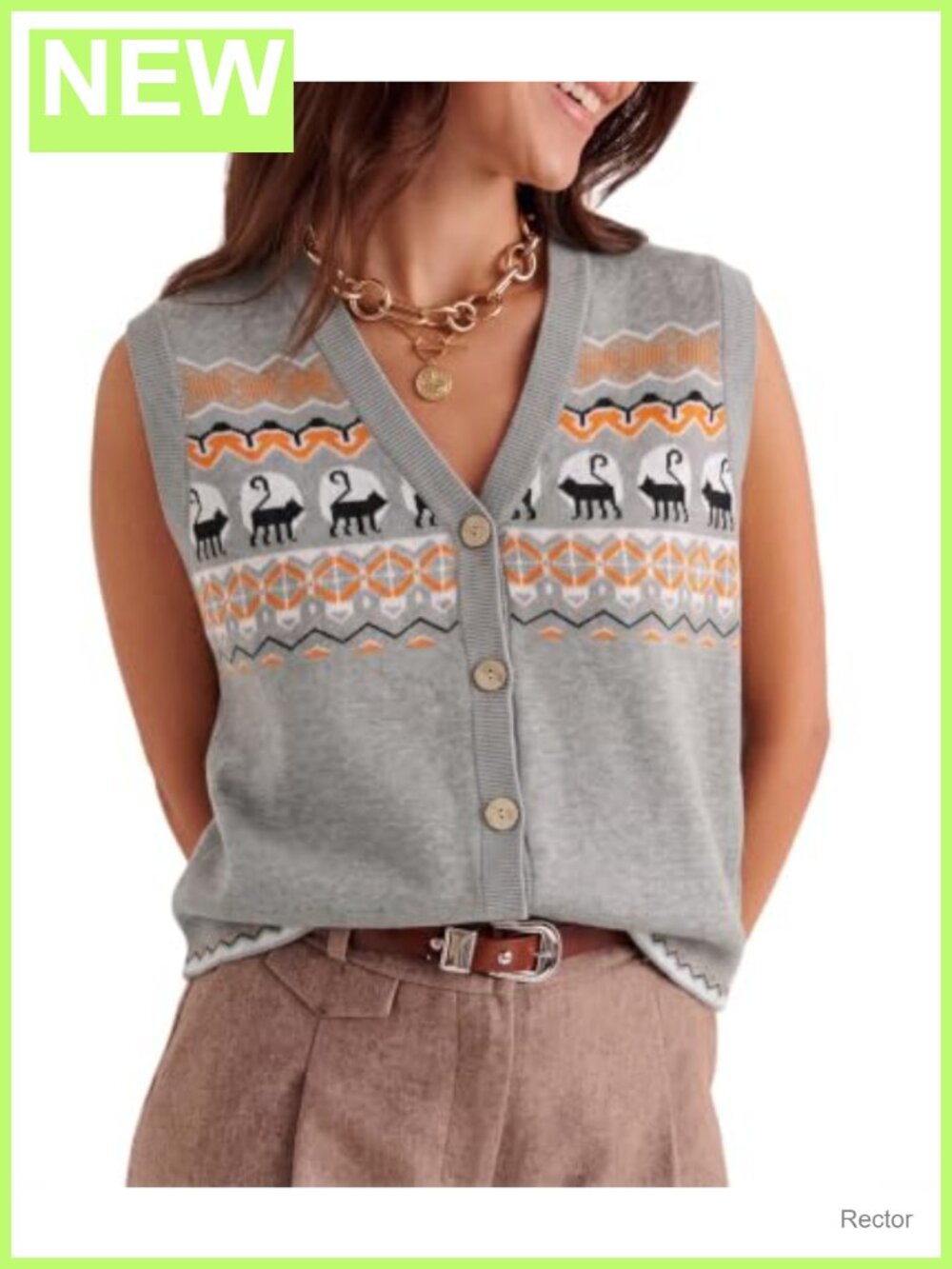 Sweater Vest Women Sleeveless Button Down Cardigan Halloween Holiday